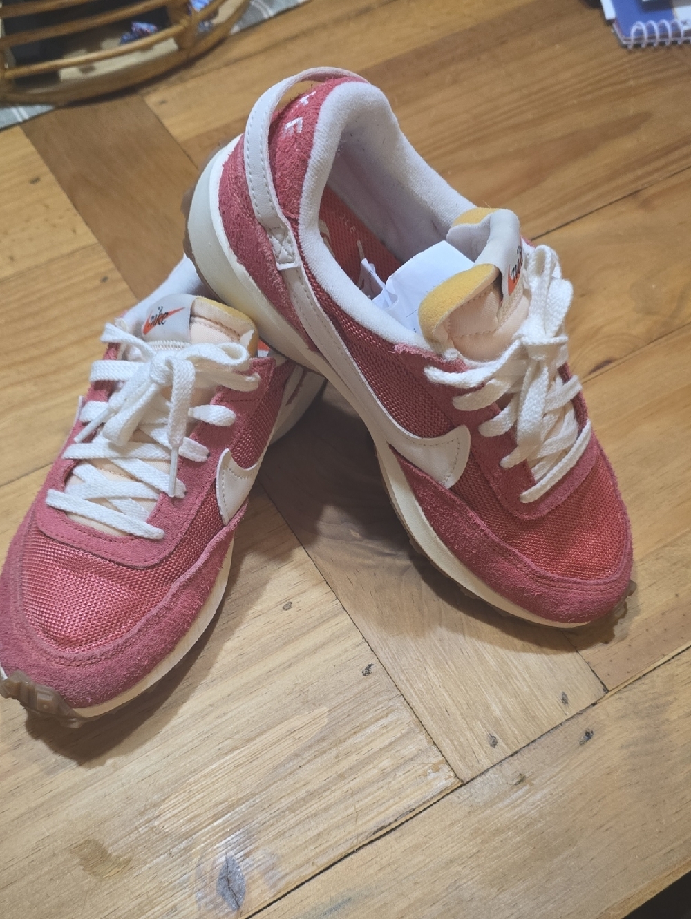 Women's Size 7 Nike Waffle One  Pink and White Retro Runner Sneakers